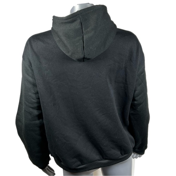 Black Fleece Lined Pullover Hoodie Sweatshirt Mushroom and Moon Designs - Picture 4 of 7